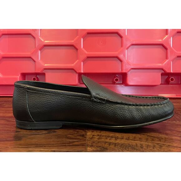 $825 NIB Bally Black Pebbled Leather Driver Loafers Moccasins Slip On 8(41)D main image 6